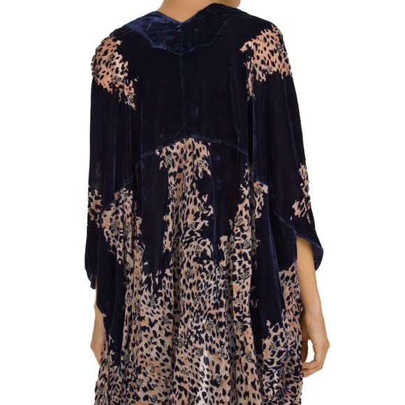 The Kooples Navy Leo Velvet Leopard Shrug Kimono - Picture 2 of 7